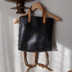 ABLE Albera Convertible Backpace in Black/Cognac